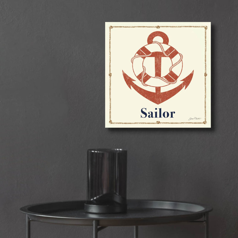  «Vintage Nautical Jp2755d» par Jean Plout, art mural en verre acrylique, H 12 po x l 12 po x P 0,13 po
