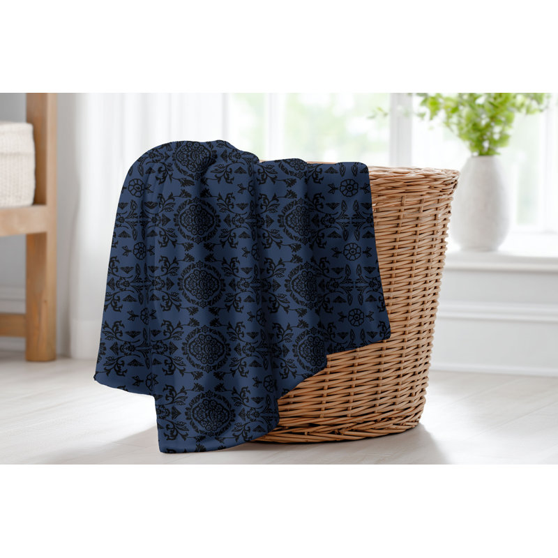 Couverture en velours de polaire Aubry, Motif floral marine, L 80 po x l 60 po
