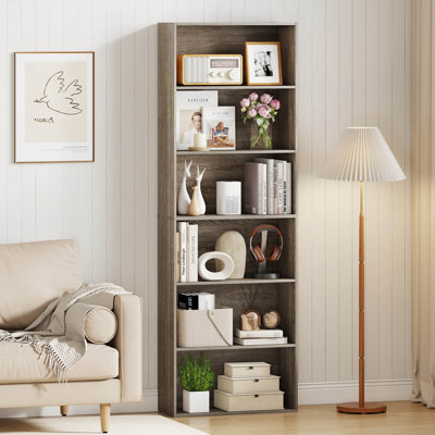 6-Tier Bookshelf w/Open Shelves, Anti-Tipping Kits for Living Room Bedroom Study