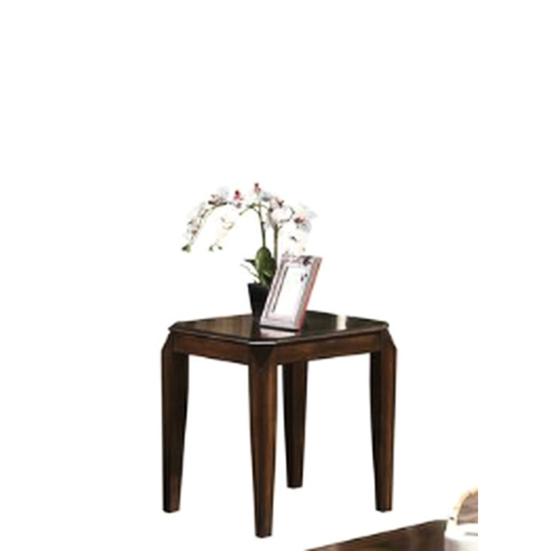 Table 3 pièces au design élégant en finition noyer, table basse avec tablettes, tables de bout carrées, magnifique motif de parquet, construction en bois de noyer, fabrication exquise incluse