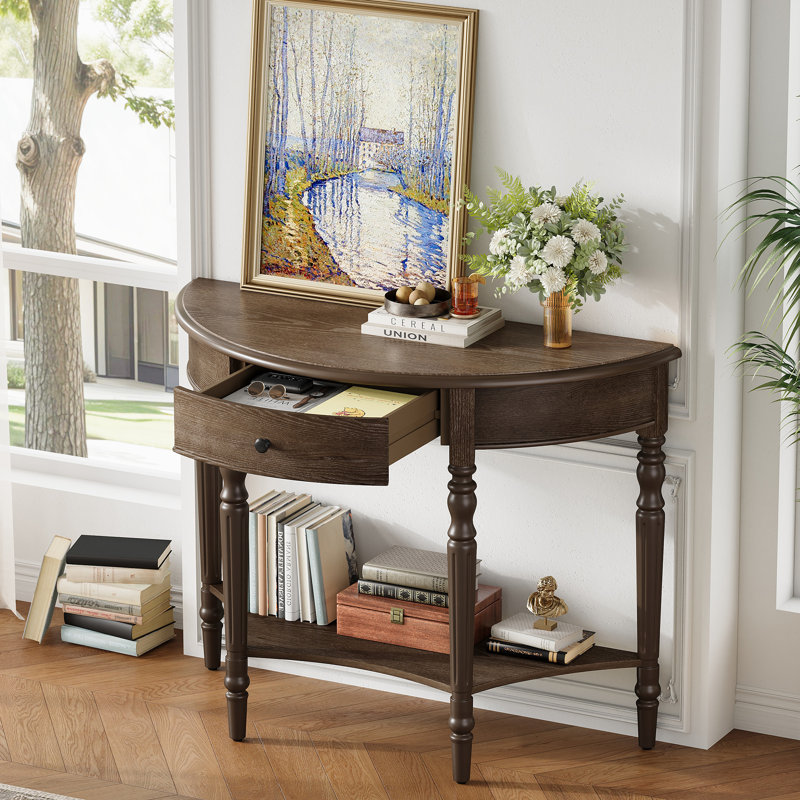 Console avec tiroir et tablette inférieure, Walnut