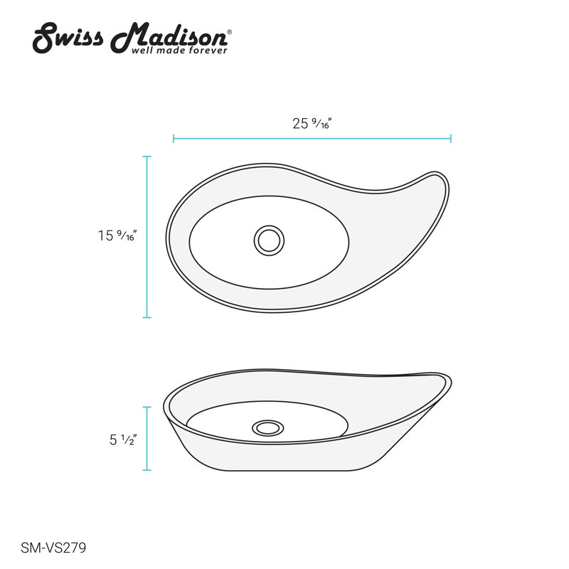 Elegant White Ceramic 25'' Above-Counter Vessel Sink