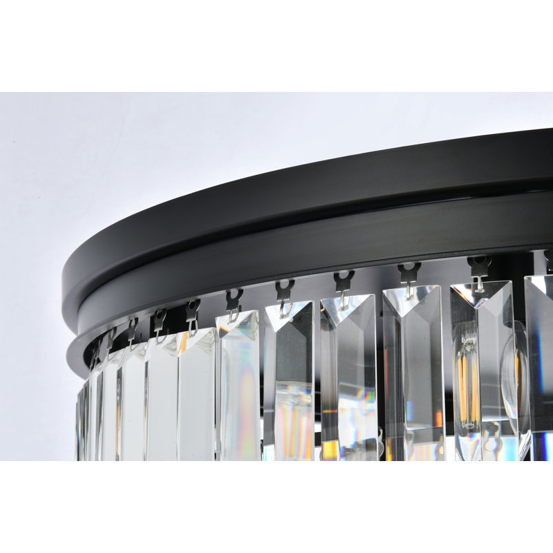 Yazmin Crystal Flush Mount, Clear, Matte Black