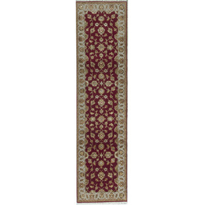 Hand-Knotted High-Quality Red and Cream Runner