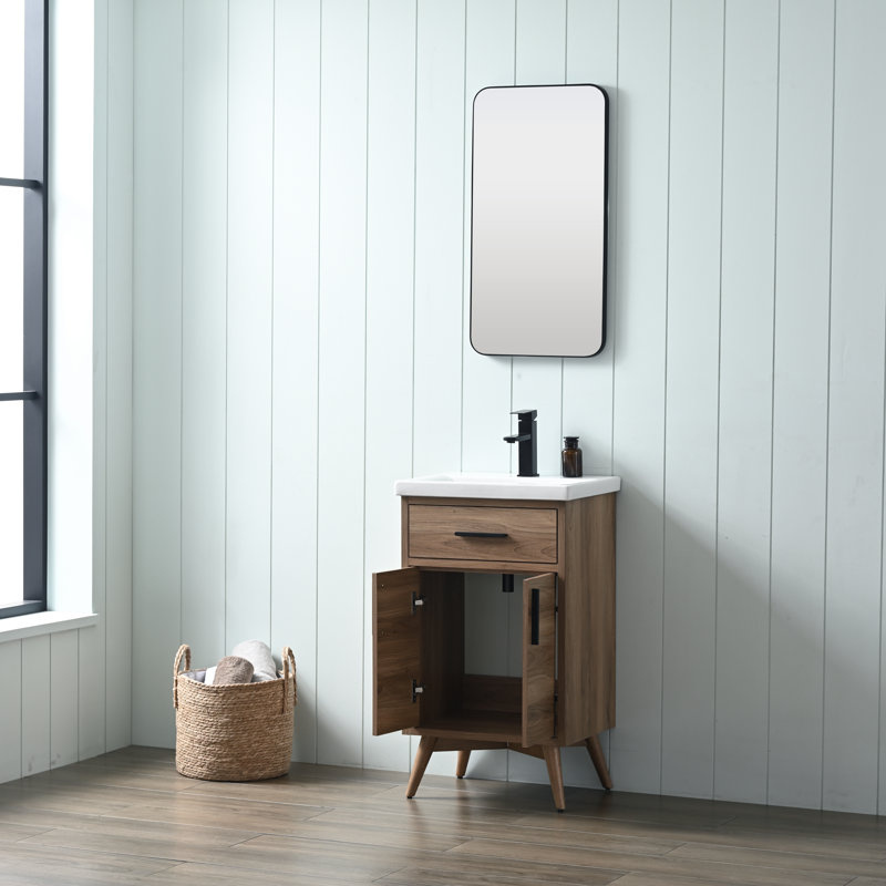 Binford 20" Single Bathroom Vanity Set, Light Walnut/Matt Black
