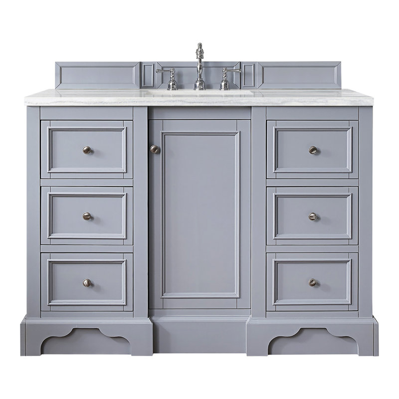 De Soto 48'' W Single Vanity, Bright White, Cala Blue Quartz, 8" Widespread