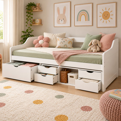Single (3') Solid Wood Drawers Bed Frame
