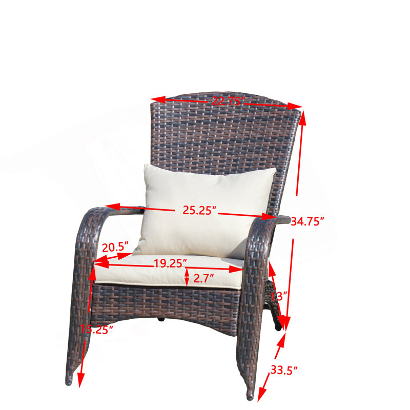 Chaise de patio avec coussins, Beige, Brun