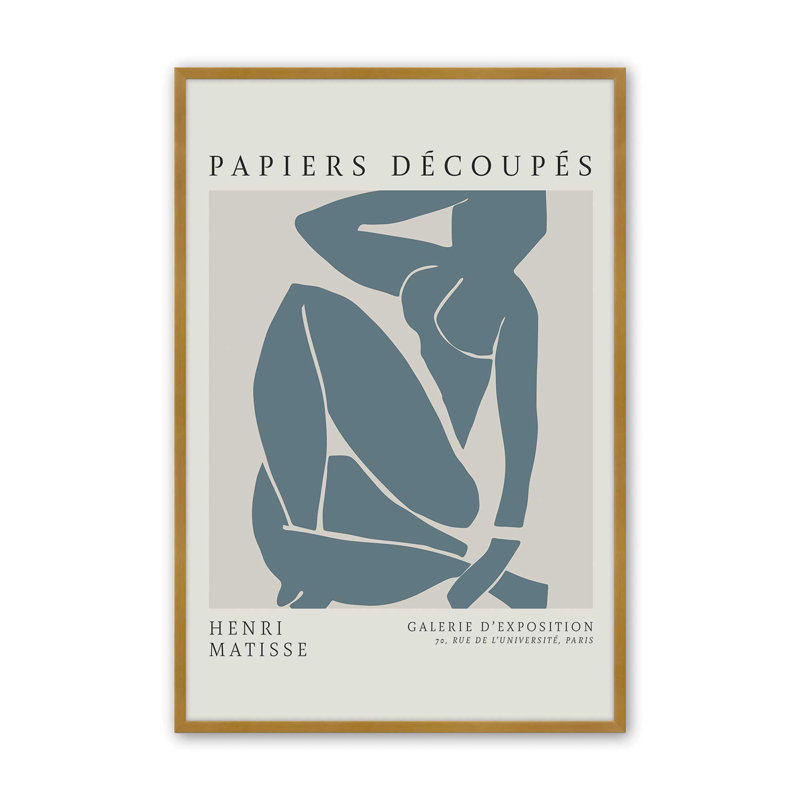 Matisse's Nude III en bleu minuit , H 25,25 po x l 19,25 po x P 1,25 po, Reproduction encadrée sans passe-partout, Or poli