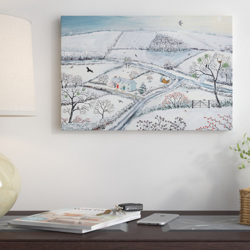« winter hills », reproduction sur toile, H 18 po x l 26 po x P 1,5 po, Toile tendue, Pas de tapis