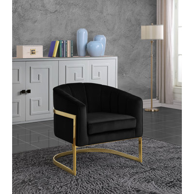 Fauteuil demi-tonneau en velours 30 po Carter