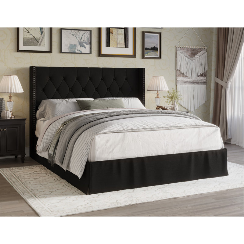 Bellamy Tufted Upholstered Platform Bed, Black, King