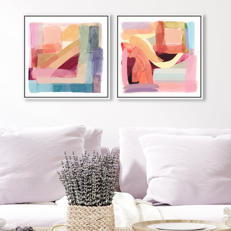 «Abstract Tone», ensemble de 2 impressions, Toile avec cadre blanc, H 20 po x l 20 po