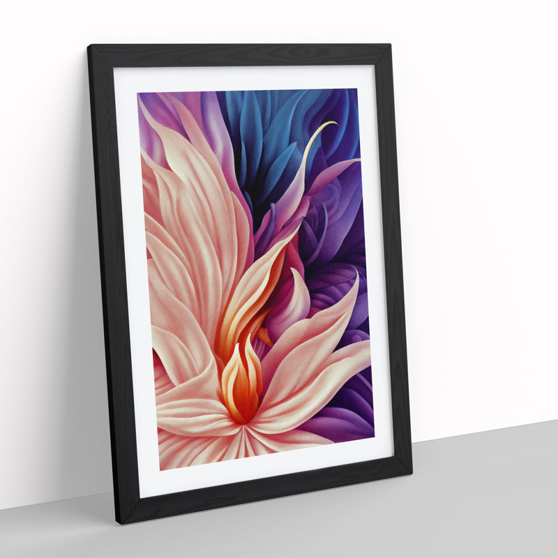 XV1022-292X Abstract Flower No.6 - Single Picture Frame Print, Black, 64cm H x 46cm W x 2cm D
