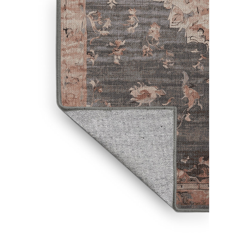 Machine Washable Gray Area Rug, Rectangle 4' x 6'