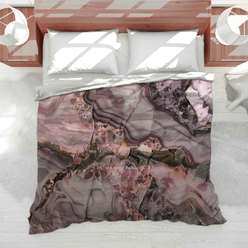 Rose Tones Marble Cotton Blend Comforter, Twin Comforter