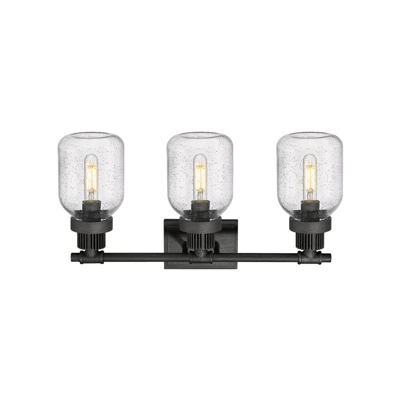 3 - Light Dimmable Vanity Light, Clear, Weathered Zinc