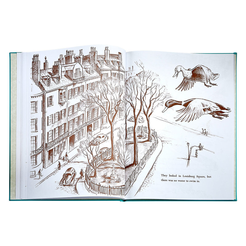 Graphic Image Make Way For Ducklings Coffee Table Book, Leather, Teal Blue