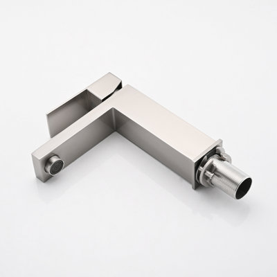 Bathroom Faucet 1 Hole Stainless Steel - Modern Deck-Mounted With & Drain, 1.2 Flow Rate, Lever Handle, Ceramic Disc Valve For Lavatory, Brushed Nickel Sink And Drain Assembly, Bathroom, Finish