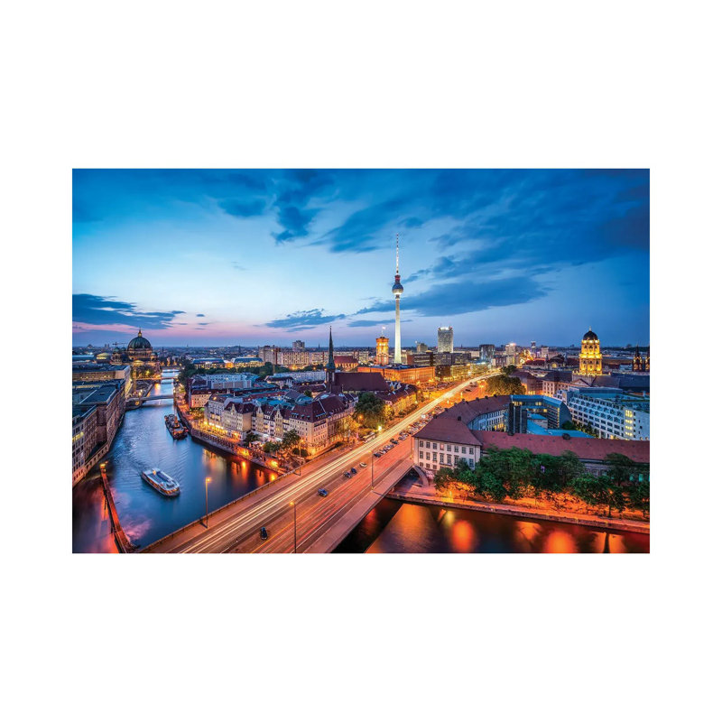 Berlin Skyline With Nikolaiviertel And Berlin Television Tower (Fernsehturm Berlin) At Night - Wrapped Canvas Print