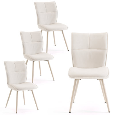Chenille Upholstered Dining Chairs Metal Frame Side Chairs With Backrest For Kitchen Dining Room