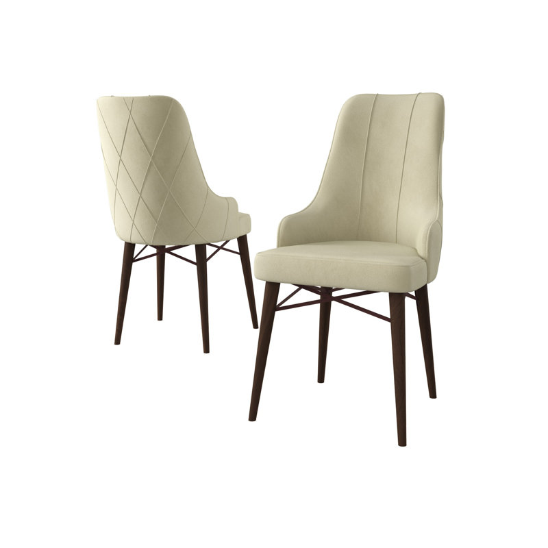 Ensemble de chaises modernes scandinaves (2 pièces), crème et brun | Cadre 100% métal, pieds en bois, dimensions: 18,1 po x 37,4 po x 16,5 po | Dossier 22 en mousse et 28 sièges en mousse pour un confort ultime | Conception élégante et durable