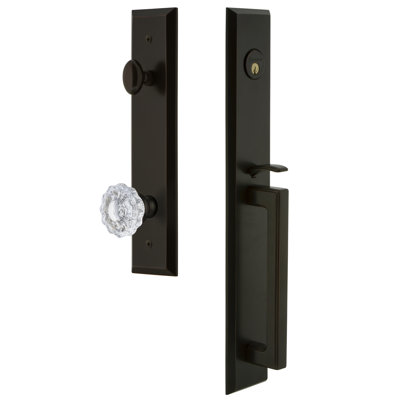 Fifth Avenue Handleset with Single Cylinder Deadbolt and Versailles Door Knob and Rosette