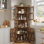 69" Tall Triangle Corner Cabinet with Glass Doors & Open Shelf, 6-Tier Space Saver Storage for Bathroom, Living Room, Kitchen, Hallway