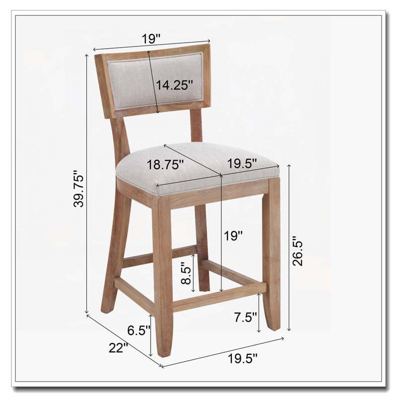 26.5" Upholstered Counter Height Bar Stools, Beige