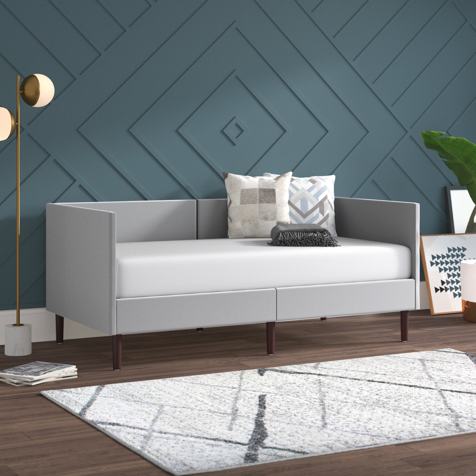 Wade Logan Twin Daybed Upholstered Linen Wooden Sofa Bed Frame Heavy Duty Living Room Gray Wayfair