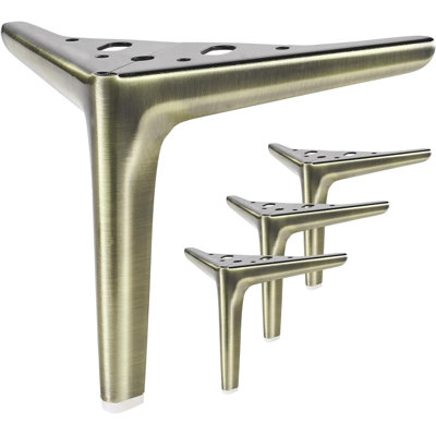 Ensemble de 4 pieds de meubles en métal brossé - Remplacement robuste pour canapés, armoires, repose-pieds, tables, tables de chevet et commodes - Installation facile à faire soi-même