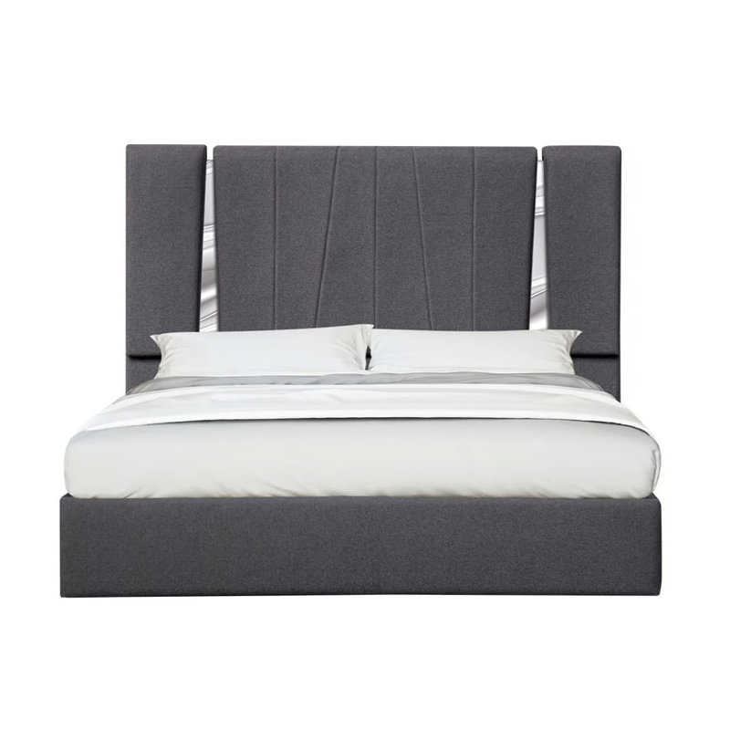 Preciado Upholstered Platform Bed, King, Charcoal