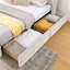Grand lit de rangement rembourré hydraulique avec sommier par RIDGEPOLE, beige-1148542553