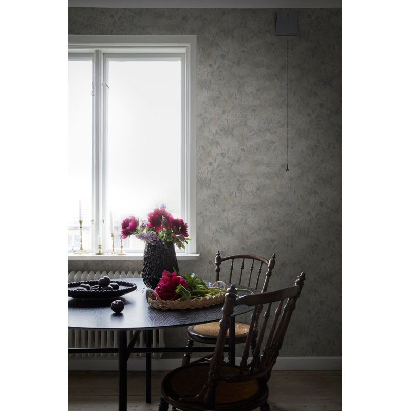 Kolonin Floral Wallpaper Roll, Misty Blue
