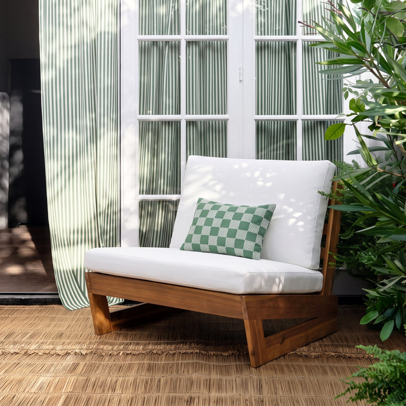 Chaise de terrasse avec coussins Louise, Cadre en teck / coussin blanc