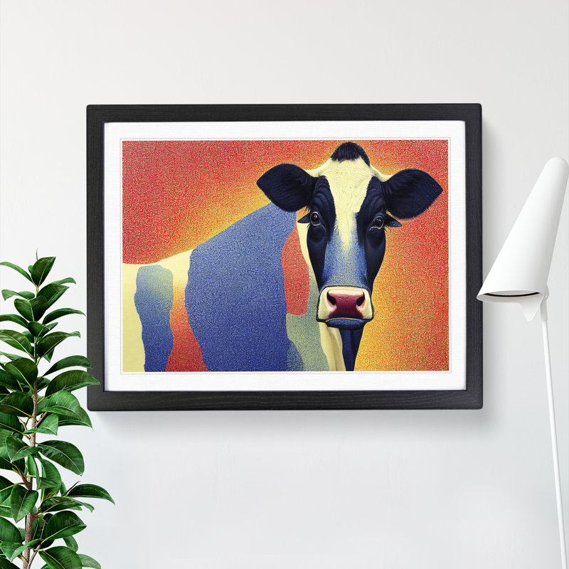 Luminous Cow - Single Picture Frame Print, 46cm H x 64cm W x 2cm D, Black