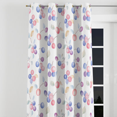 Rideau occultant French Country - rideau à œillets à motif floral de baies - 1 panneau