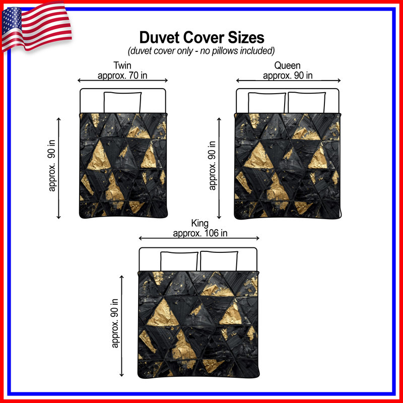 Black Gold Triangular Texture Duvet Covers, King