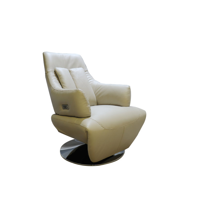 Bernardo Leather Swivel Power Recliner, Sand Genuine Leather