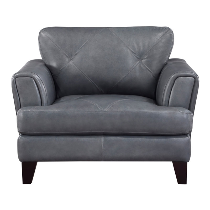 Fauteuil Bentall, Cuir véritable gris