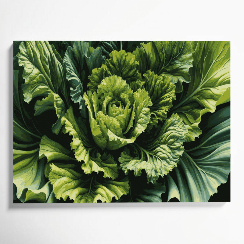 Légumes, art mural vert sur toile Escarole, H 8 po x l 10 po