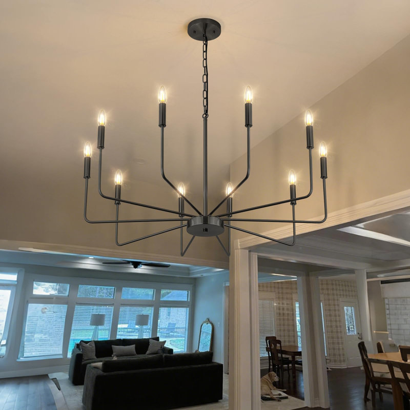Lustre à DEL, 10 lumières, Noir