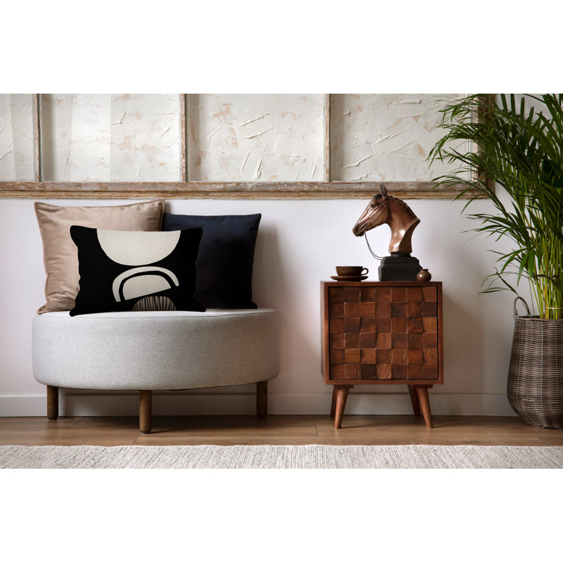 Housse et insert de coussin rectangulaire intérieur / extérieur en polyester / mélange de polyester Chamu, Noir