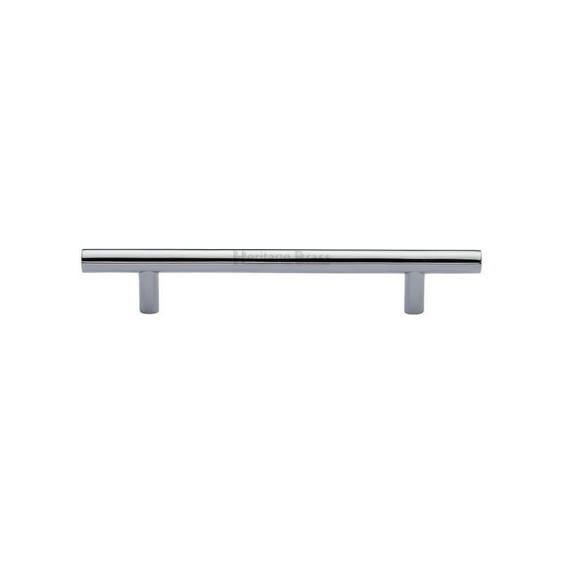 Heritage Brass Heritage Cabinet Pull Bar Design, 12.8cm H x 1.1cm W x 3.2cm D, Polished Chrome