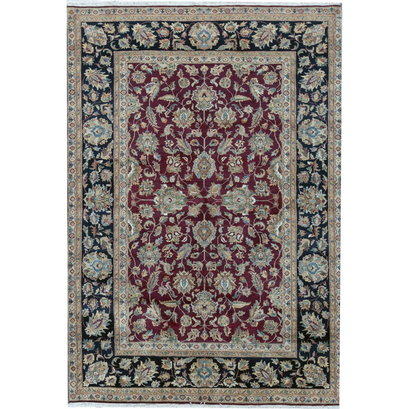 Sona Wool Oriental Area Rug in Red/Navy
