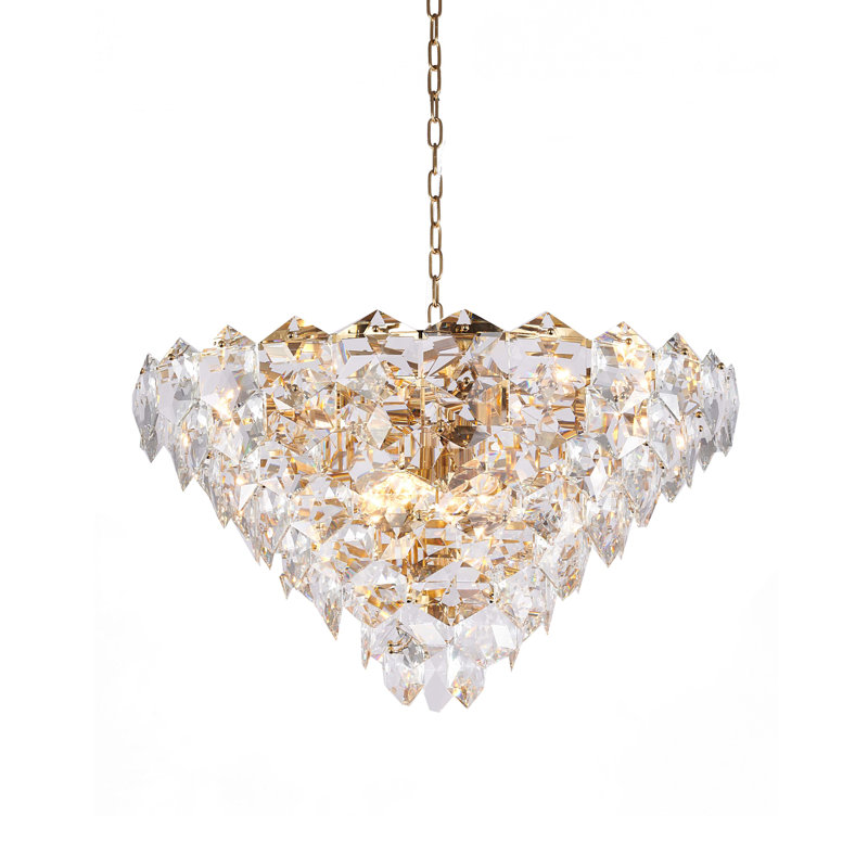 Transitional 15 Light Gold Crystal Chandelier