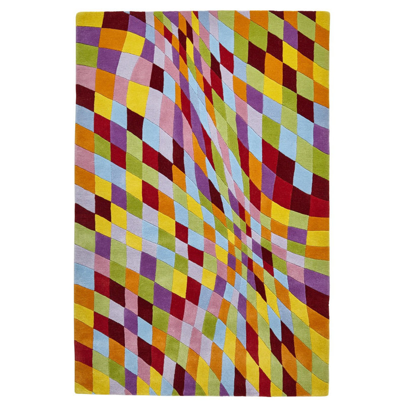 Tufted Wool Red/Green/Blue Rug, Rectangle 150 x 230cm