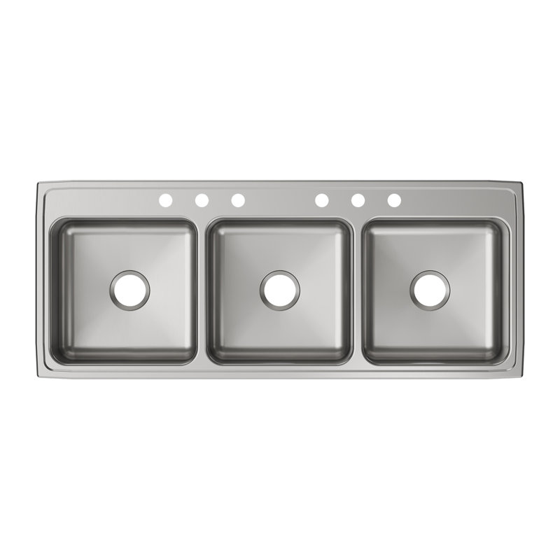 Évier de cuisine à triple cuve encastré Lustertone L 54 po x l 22 po Lustertone