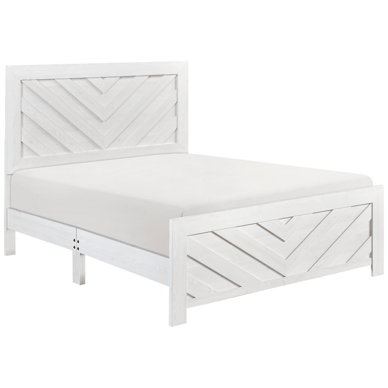 Mobilier de chambre à coucher grand lit avec finition blanche et moderne en V