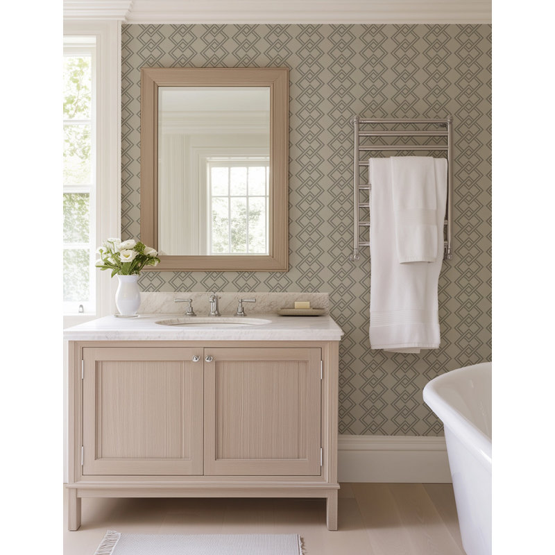 Mod Block - Wallpaper, Gray, Faux Grasscloth, Non-Pasted
